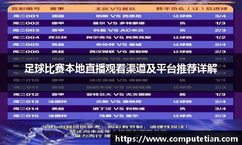 足球比赛本地直播观看渠道及平台推荐详解